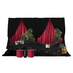 Red, black and gold holiday-inspired furniture