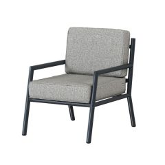 chair with charcoal gray metal frame and gravel gray textured seat