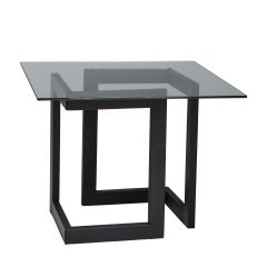 Geo End Table w/ Black Base, Glass Top