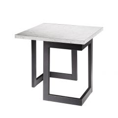 Geo End Table w/ Black Base, White Marble Top