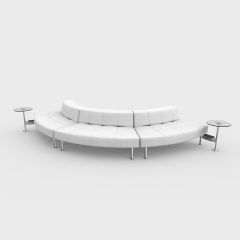 Endless Powered Small Curve Low Back Sofa w/ 2 Round Glass Tables
