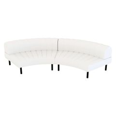 white modular loveseat with low rounded back 