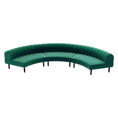 Endless Large Curve Low Back Sofa w/ Channel Stitch, Emerald Velvet