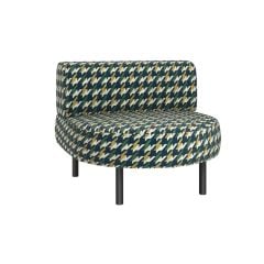 custom fabric covers on seat and back cushions of Endless Half Round Chair