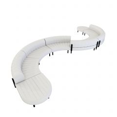 Endless Low Back S Curve Sectional, White Vinyl Channel Stitch