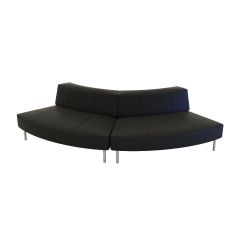 Endless Small Curve Low Back Loveseat, Black Vinyl