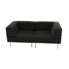 Endless Low Back Loveseat w/ Arms, Black Vinyl