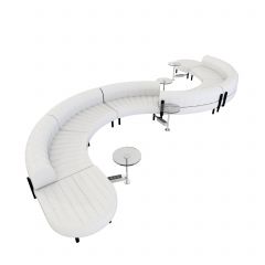 Endless Powered Low Back S Curve Sectional w/ 4 Glass Round Tables
