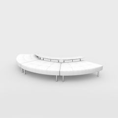 Endless Powered 3-Seat Curved Ottoman w/ Small Curved Tables, White Vinyl
