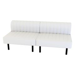 Endless Square Low Back Loveseat, White Channel Stitch