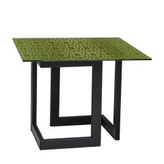 green custom design on glass end table