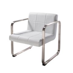 white fairfax chair with chrome arms and legs