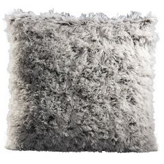 Trendy two-toned gray plush shag throw pillow.