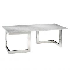 Geo Cocktail Table w/ Chrome Base, White Marble Top