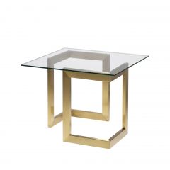 Geo End Table w/ Gold Base, Glass Top