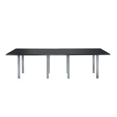 10ft rectangular conference table with black laminate top and silver