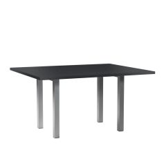 5ft square conference table with black laminate top and silver
