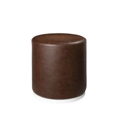 marche swivel ottoman in distressed brown vinyl