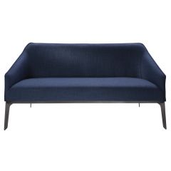 Blue Montreal Loveseat with black metal legs