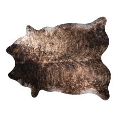 Large western-style cowhide area rug with neutral brown tones for parties and events. 
