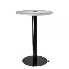 round white bar table with power hub