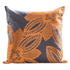 Flower Pillow, Orange/Gray