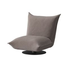 plush swivel lounge chair with gray seat and black swivel base
