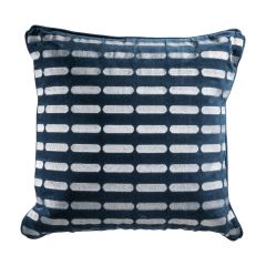 navy blue pillow with white stripe graphic
