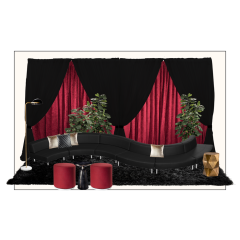 Red, black and gold holiday-inspired furniture