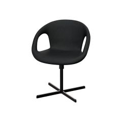 charcoal chair with oribtal padded seat and sleek black base