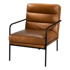 angled view of the cognac terrace accent chair