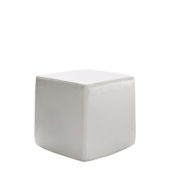 Vibe Cube Ottoman, White Vinyl