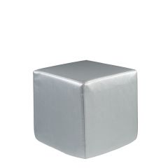 Vibe Cube Ottoman, Silver Vinyl