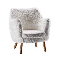 cream wagner chair with wood toned legs
