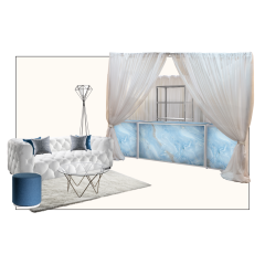 White, silver and blue holiday-inspired furniture