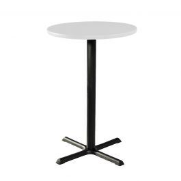 30" Round Bar Table w/ Standard Black Base, White Top