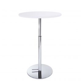 30" Round Bar Table w/ Chrome Hydraulic Base, White Top