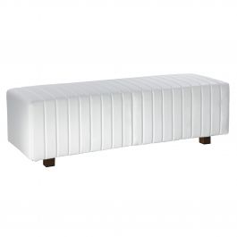 Beverly Bench Ottoman, White Vinyl