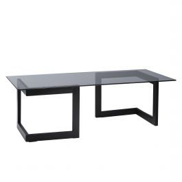 Geo Cocktail Table w/ Black Base, Glass Top