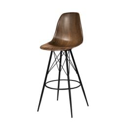 Chelsea Barstool w/ Black Tower Base, Walnut