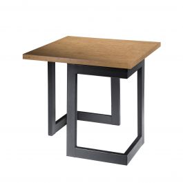 Geo End Table w/ Black Base, Brandy Maple Top