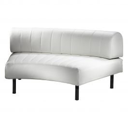 Endless Large Curve Low Back Chair, White Vinyl Channel Stitch