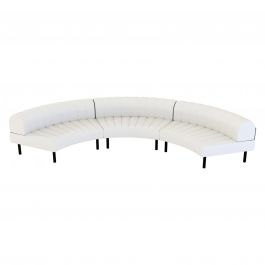 Endless Large Curve Low Back Sofa, White Vinyl Channel Stitch