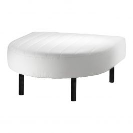 Endless Half Round Ottoman, White Vinyl Channel Stitch