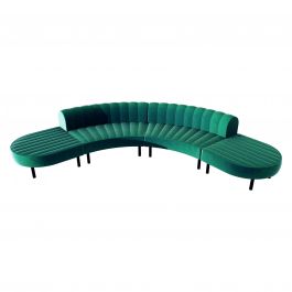 Endless Low Back Comma Sectional, Emerald Velvet