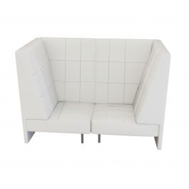 Endless High Back Loveseat w/ Arms, White Vinyl