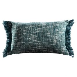 Frayed Lumbar Pillow, Teal