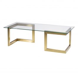 Geo Cocktail Table w/ Gold Base, Glass Top