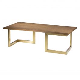 Geo Cocktail Table w/ Gold Base, Brandy Maple Top