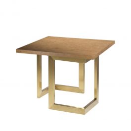 Geo End Table w/ Gold Base, Brandy Maple Top